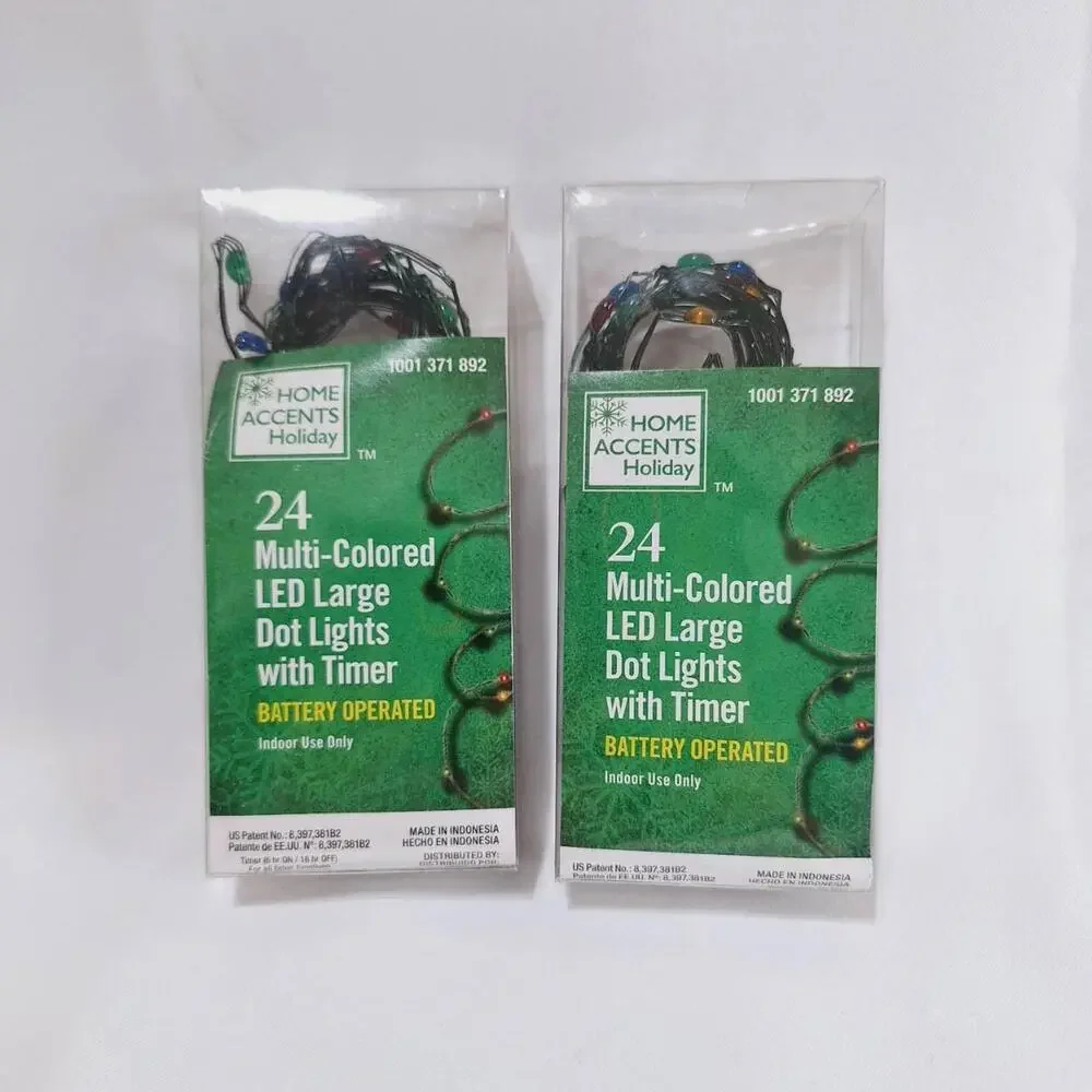 Home Accents 24 Multicolor Led Dot Lights 8 Ft Halloween Christmas Timer 2‎ Pk